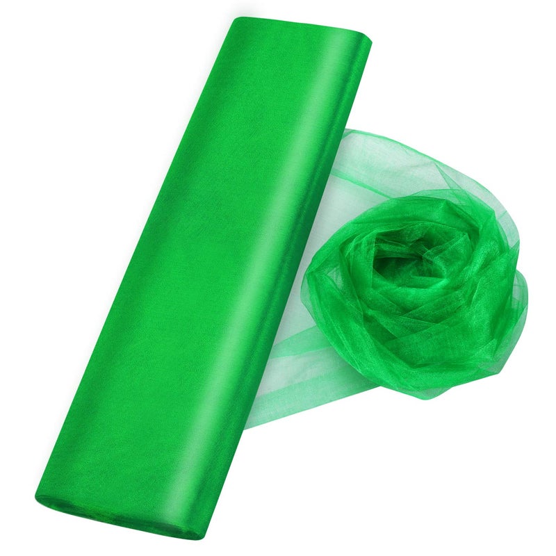 Anteer Crystal Organza Tulle Sheer Fabric Backdrop Curtains for Wedding Baby Shower Birthday Party Event Decor, 19â€ by 30 Yard (Green) - Image 1
